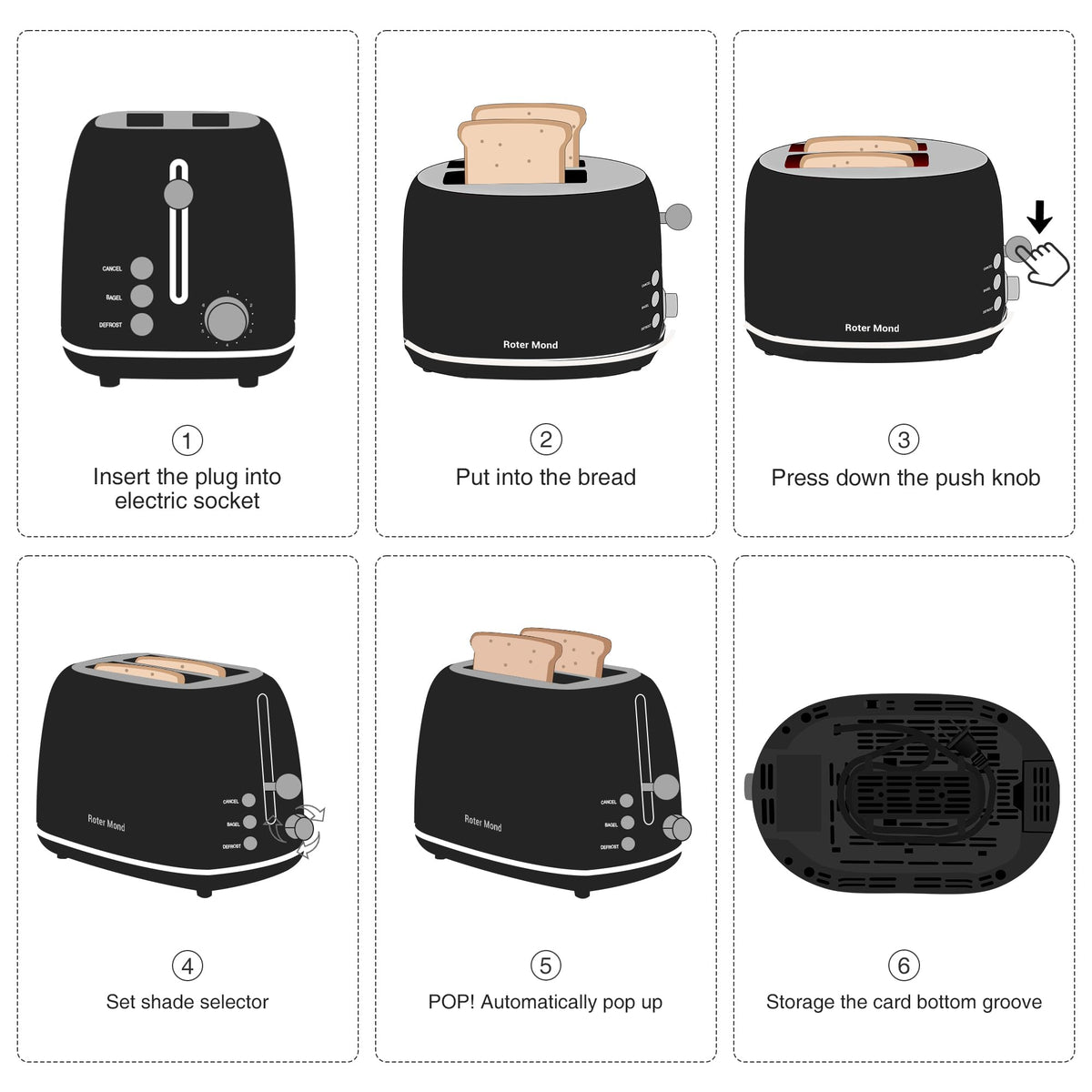 Roter Mond removable crumb tray detail for easy cleaning and upkeep.