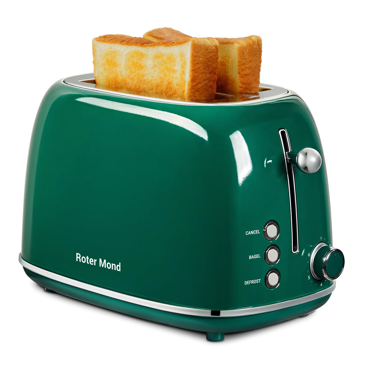Roter Mond toaster in use to toast bread quickly and evenly.