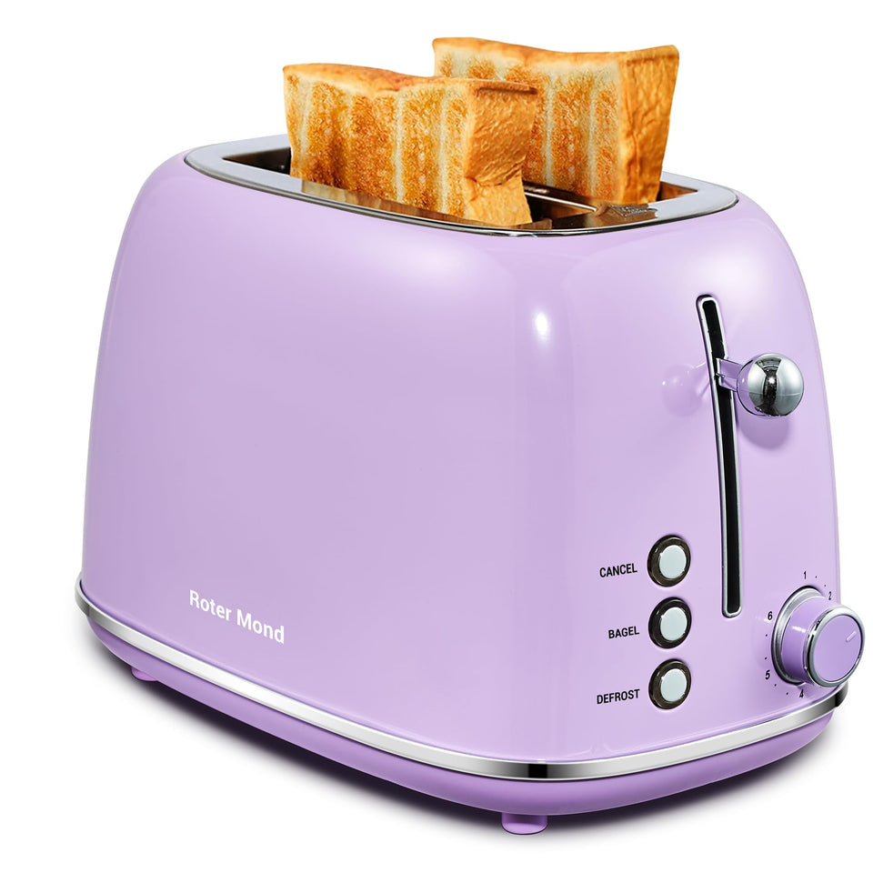 Roter Mond 2-Slice Toaster front view in lavender, for quick, even toasting.