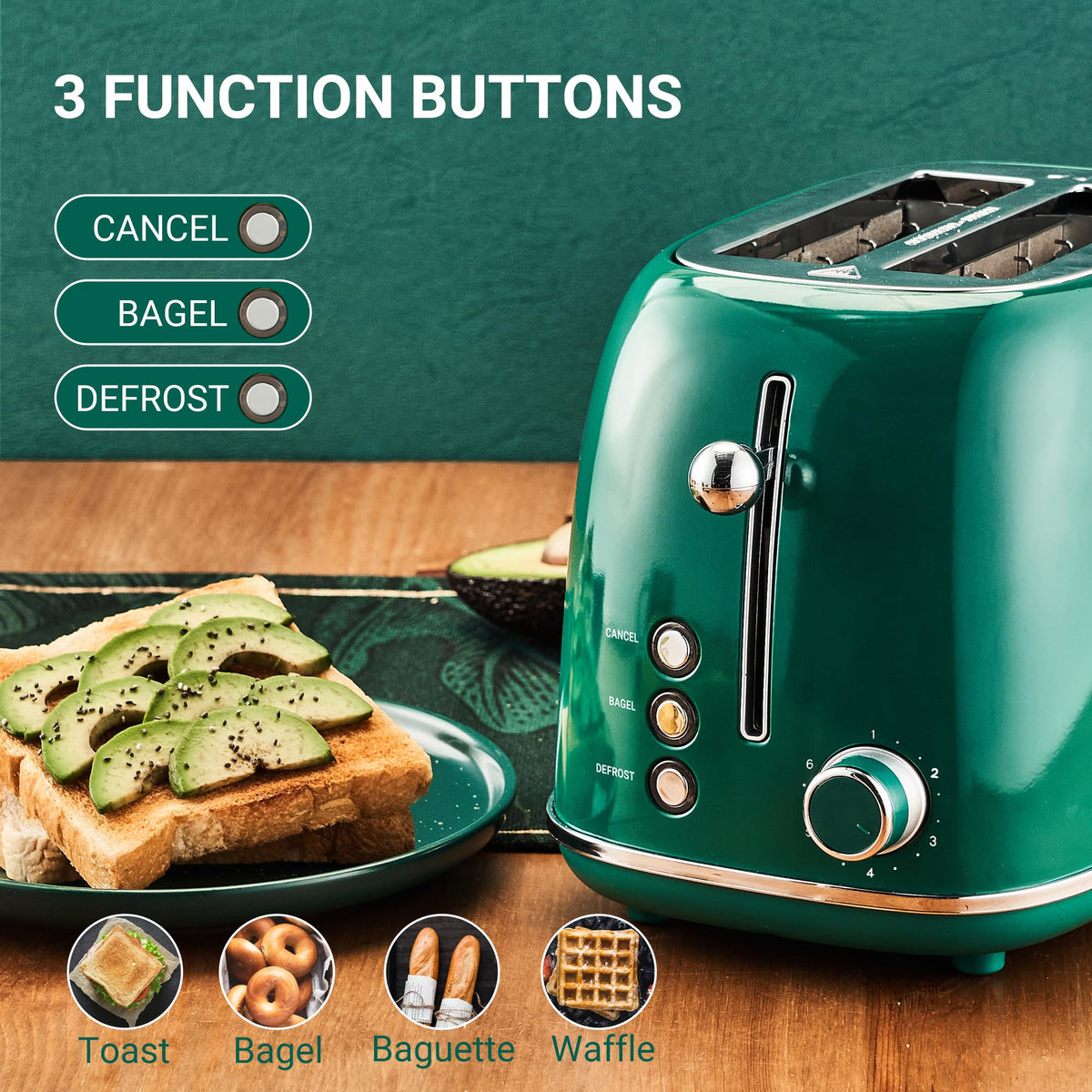 Roter Mond removable crumb tray enables easy cleaning after breakfast.