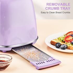 Roter Mond 2-Slice Toaster stainless steel body with retro finish.