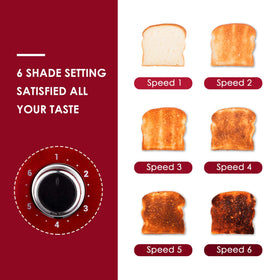 Roter Mond 4-Slice Toaster red front showcasing retro design on the counter