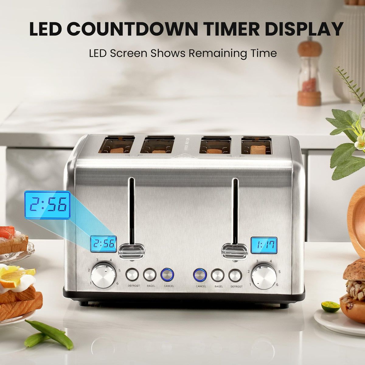Roter Mond bagel defrost cancel buttons customize your breakfast.
