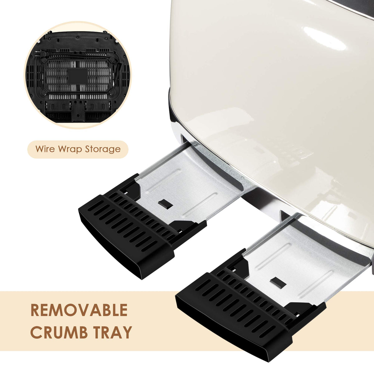Roter Mond removable crumb tray for quick cleaning after breakfast