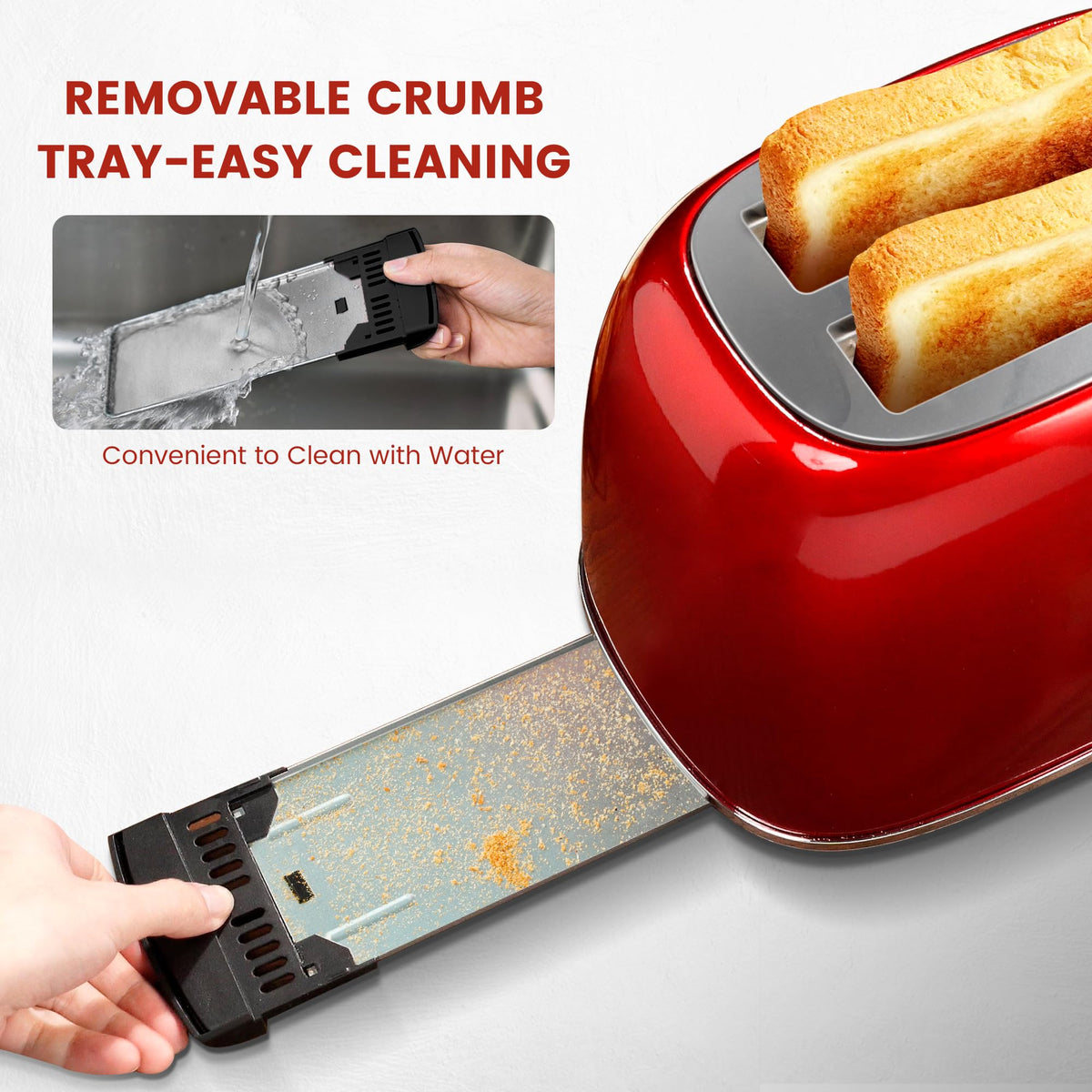 Stainless steel shell of Roter Mond toaster in red