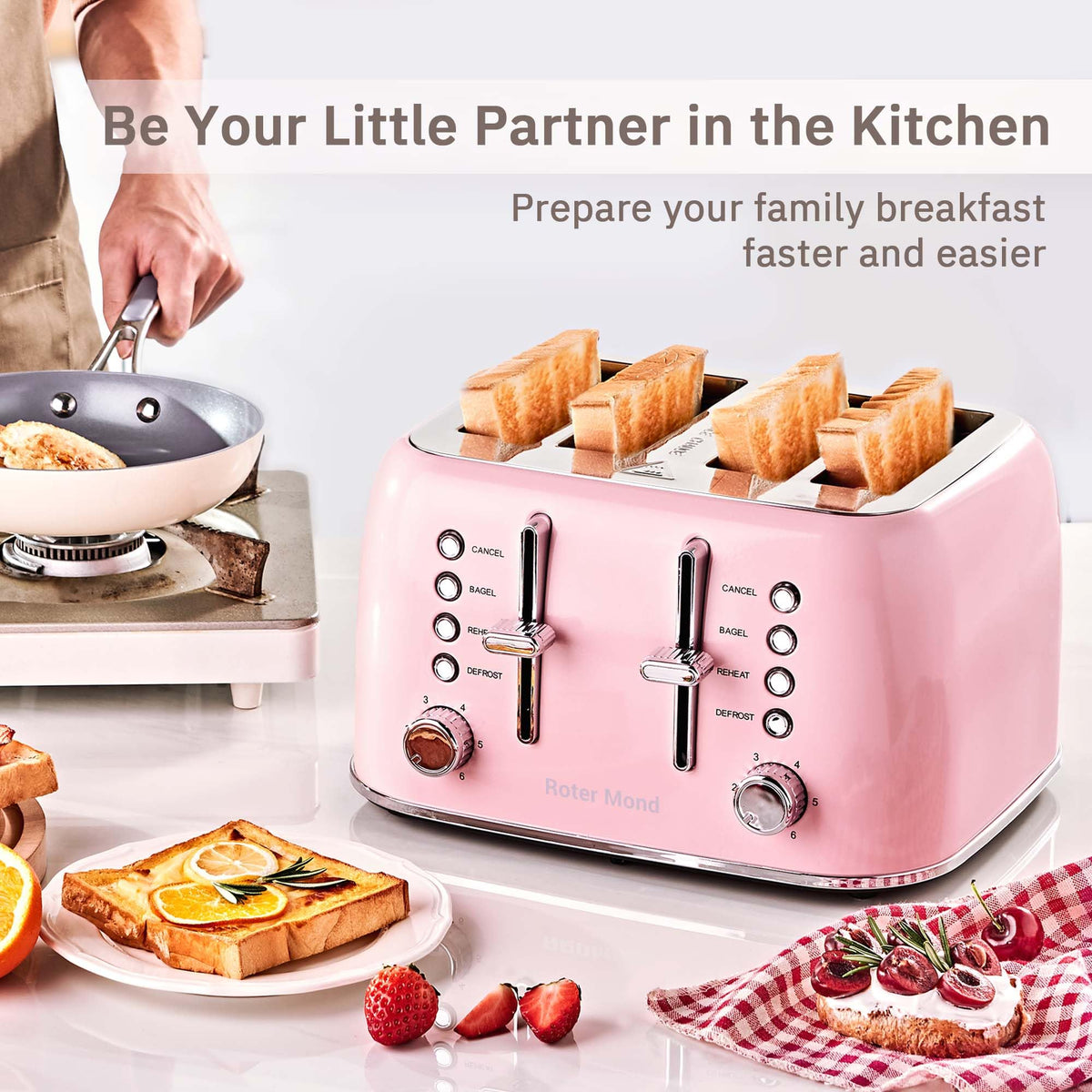 Six browning levels on the Roter Mond 4-Slice Toaster