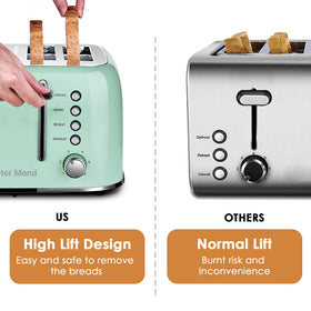 High lift design on the Roter Mond toaster for safe slice removal