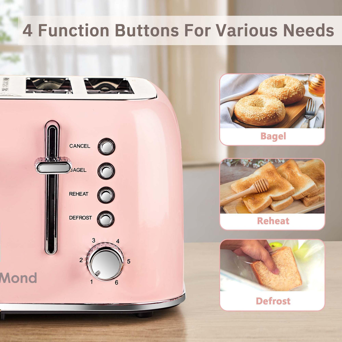 Bagel toast ready with Roter Mond 4-Slice Toaster