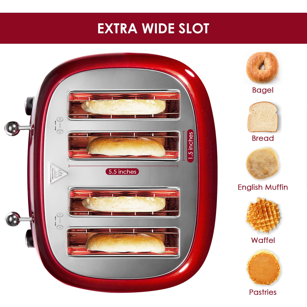 Roter Mond toaster with 6 browning settings for tailored toast shade