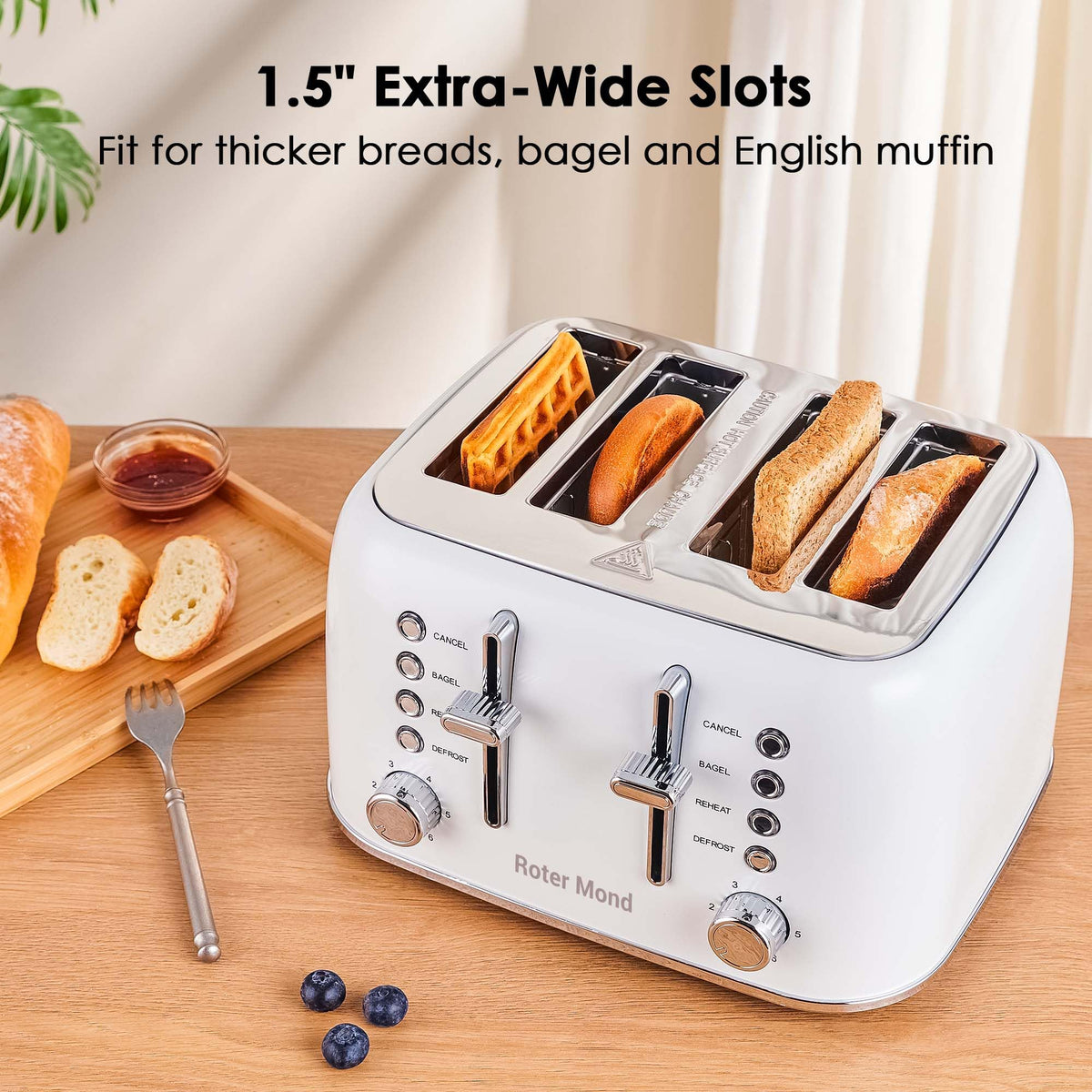 Roter Mond toaster defrost and reheat functions simplify thawed bread toasting
