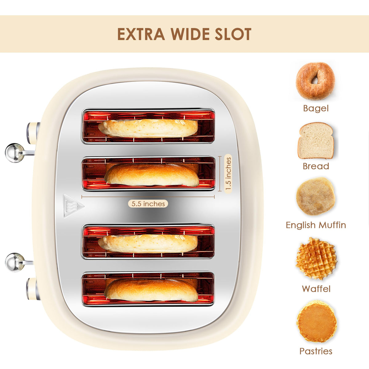 Roter Mond toaster with bagel defrost cancel function for versatile toasting