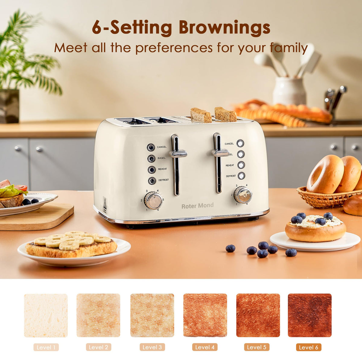 Roter Mond high lift design protects fingers when removing toast