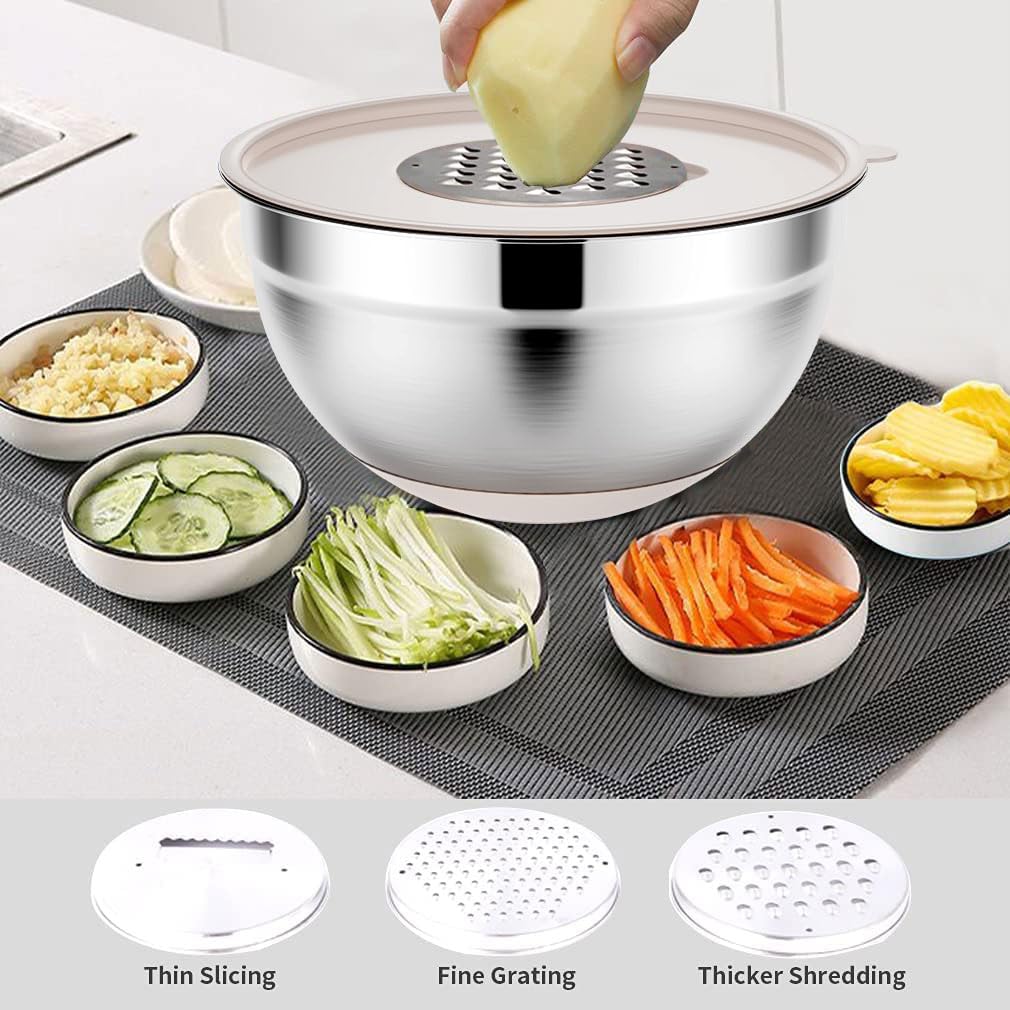 Rottay 4qt bowl with removable center grater for fast shredding.