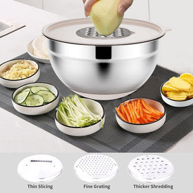 Rottay 4qt bowl with removable center grater for fast shredding.