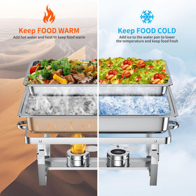 Rottay 8-quart chafing dish shows durable stainless steel and mirror finish
