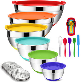 Rottay mixing bowls with airtight lids shown for organized prep and fresh storage