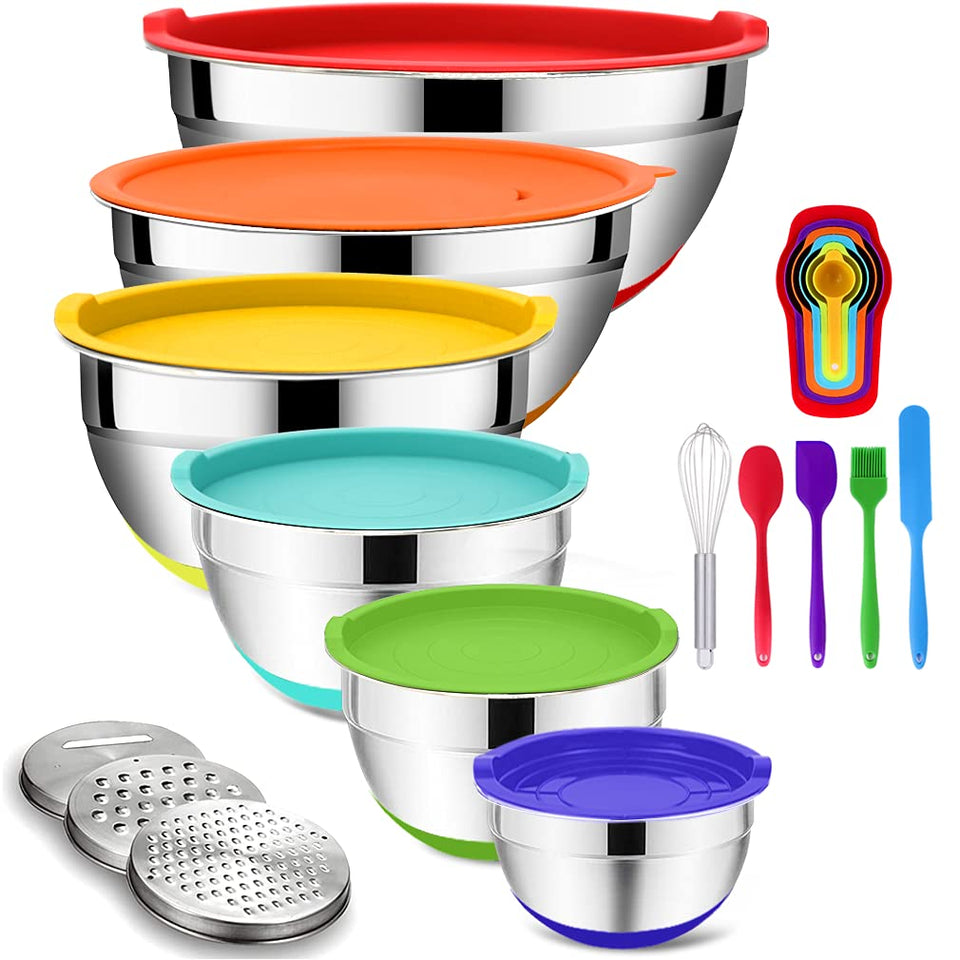 Rottay mixing bowls with airtight lids shown for organized prep and fresh storage