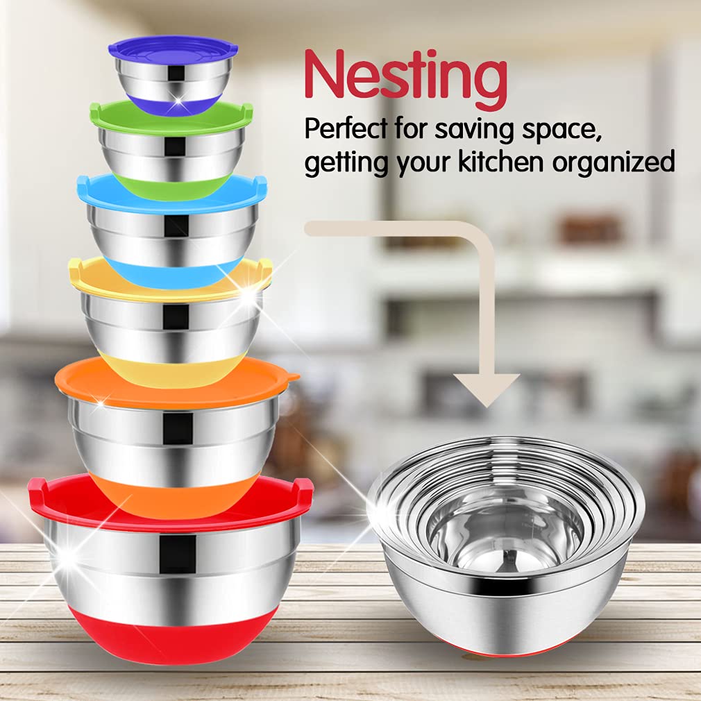 Rottay nesting bowls stacked to save space in the kitchen cabinet