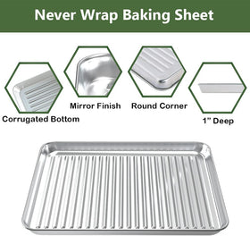 Rottay 4 piece bakeware set fits regular and toaster ovens.