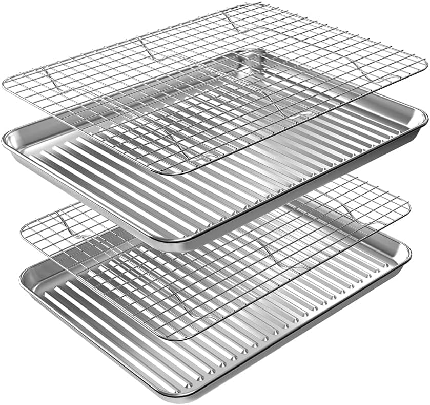 Rottay quarter baking sheet with wire rack for even baking and rust free use.