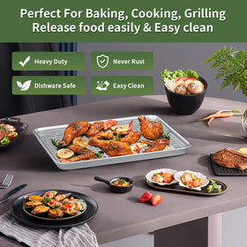 Rottay stackable 6-piece bakeware storage highlights space-saving design.