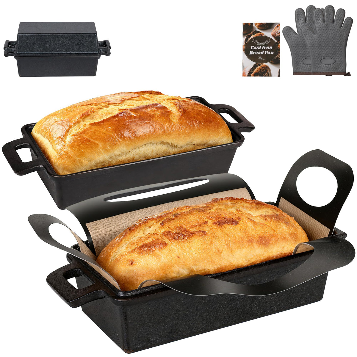ROTTOGOON 2-in-1 loaf pan with lid shows even heat for consistent loaves
