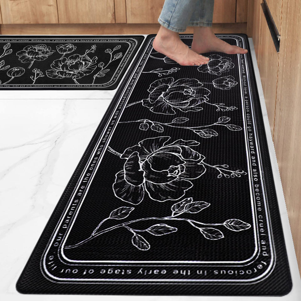 ROTTOGOON 2pc kitchen mat set front view for enhanced standing comfort.