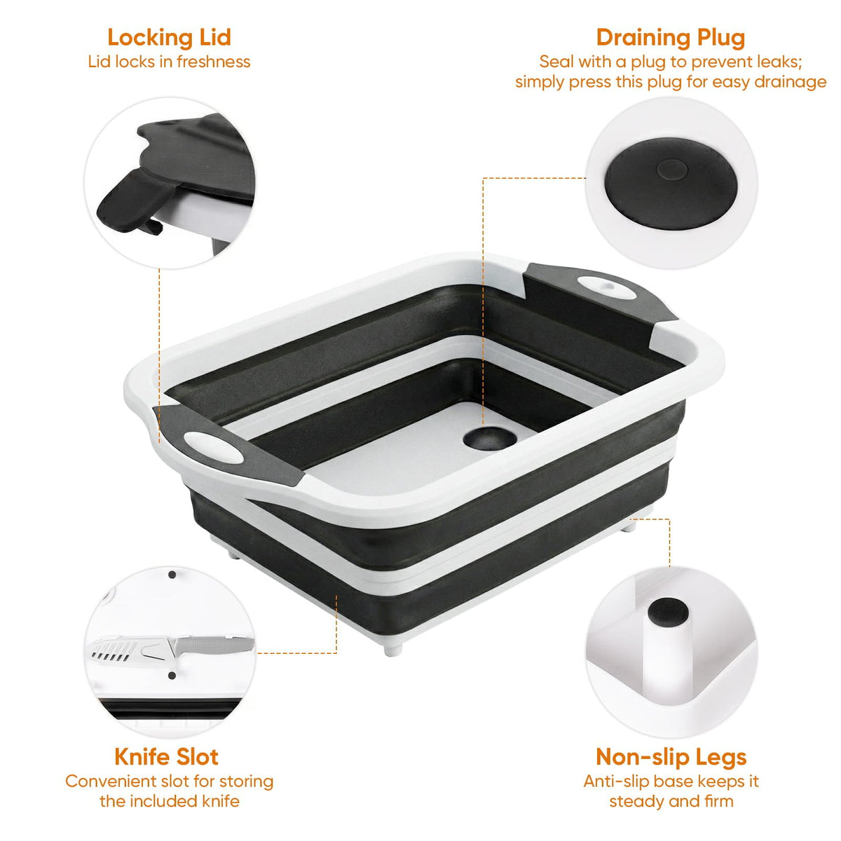ROTTOGOON drain plug keeps juices contained while draining efficiently.