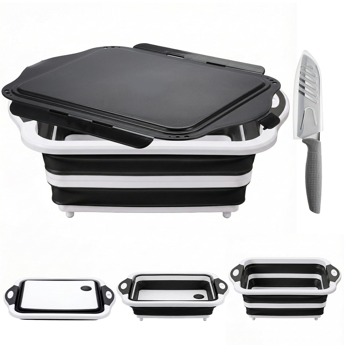 ROTTOGOON collapsible BBQ tub with lid for space-saving storage.
