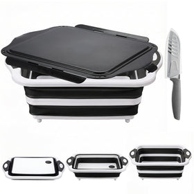 ROTTOGOON collapsible BBQ tub with lid for space-saving storage.