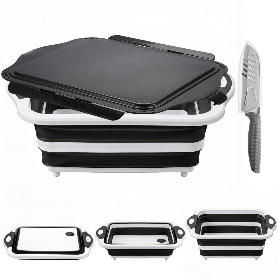 ROTTOGOON collapsible BBQ tub with lid for space-saving storage.