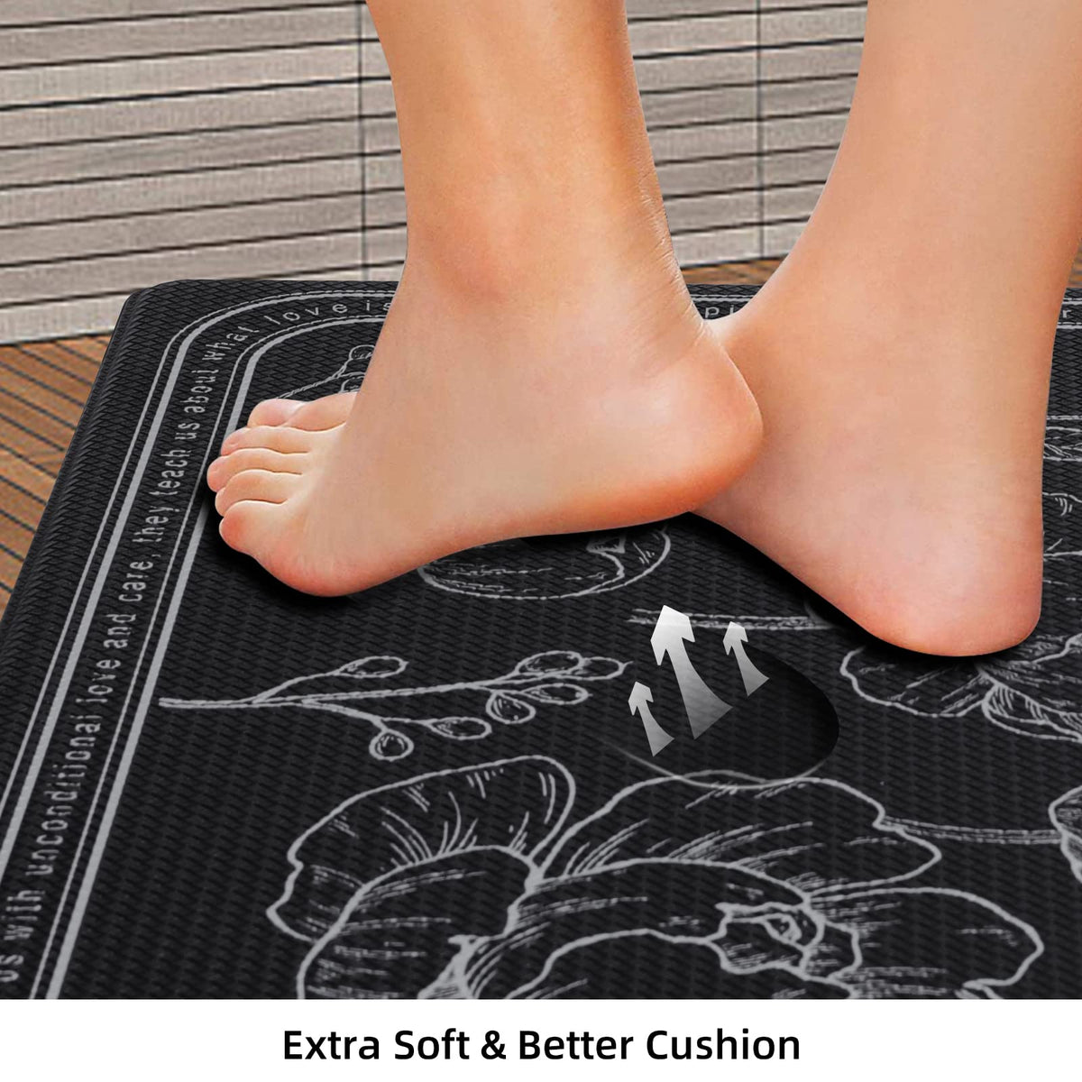 ROTTOGOON cushioned foam layer illustrating fatigue relief while cooking.