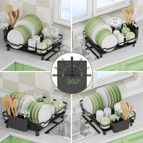 ROTTOGOON dish rack with utensil holder to organize cutlery efficiently