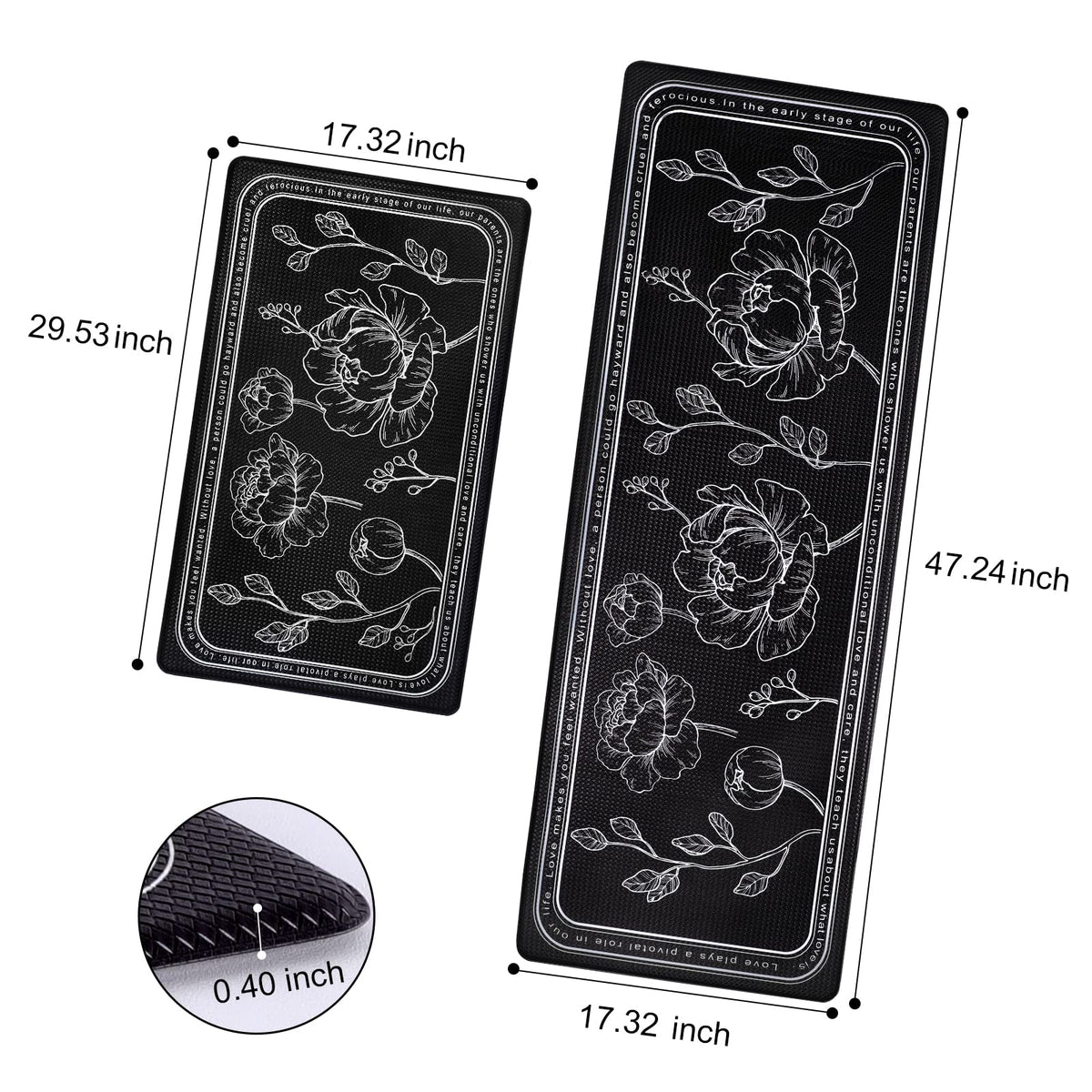 ROTTOGOON non-slip kitchen mat back view showing secure grip on floors.