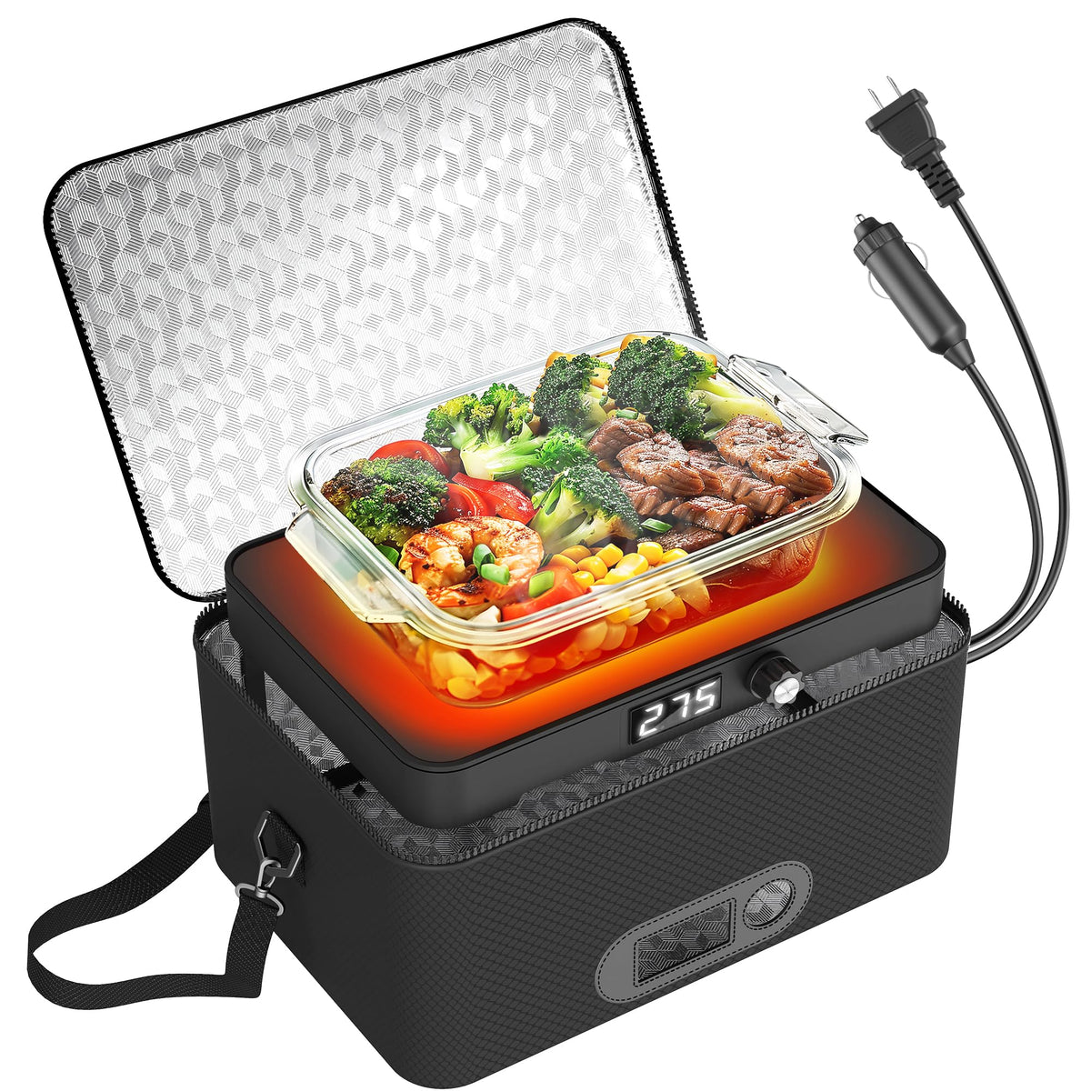 ROTTOGOON portable oven with digital display delivers precise heat for even reheating.