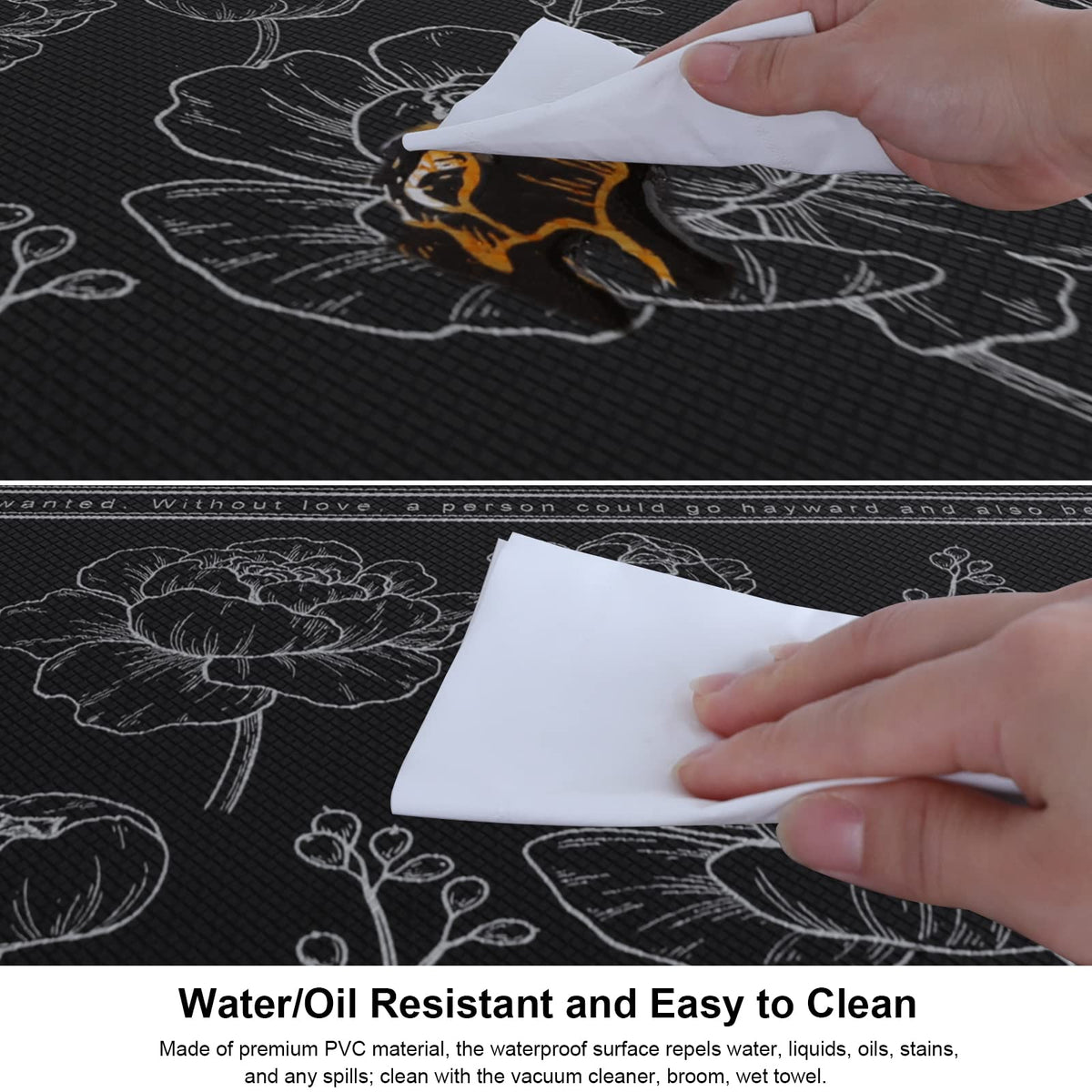 ROTTOGOON PVC kitchen mat close-up showing durable, wipe-clean surface.