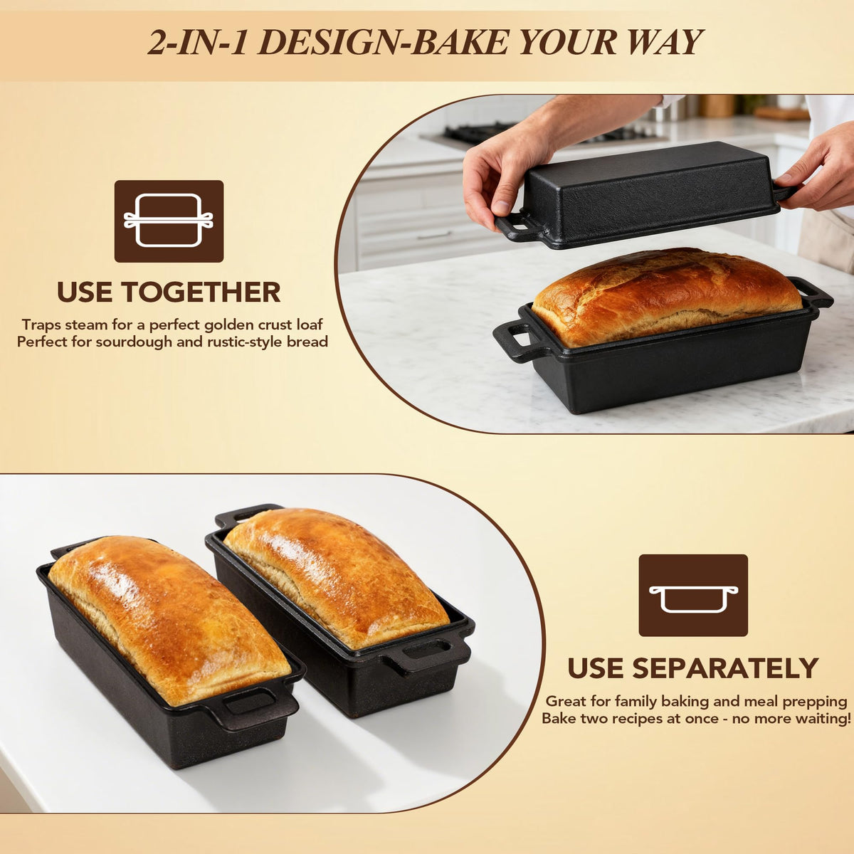 ROTTOGOON silicone bread liner included enables easy unmolding and clean loaves