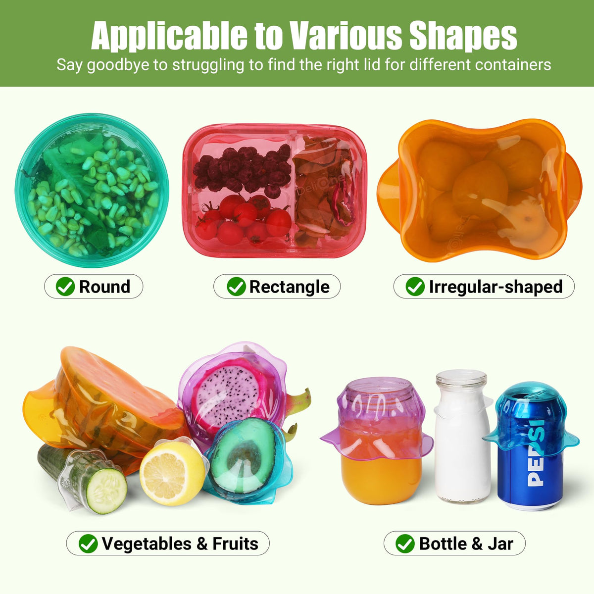 ROTTOGOON lids on a rectangular dish demonstrate versatile storage and seal.