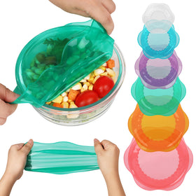 ROTTOGOON silicone stretch lids sealing a bowl for fresh food.