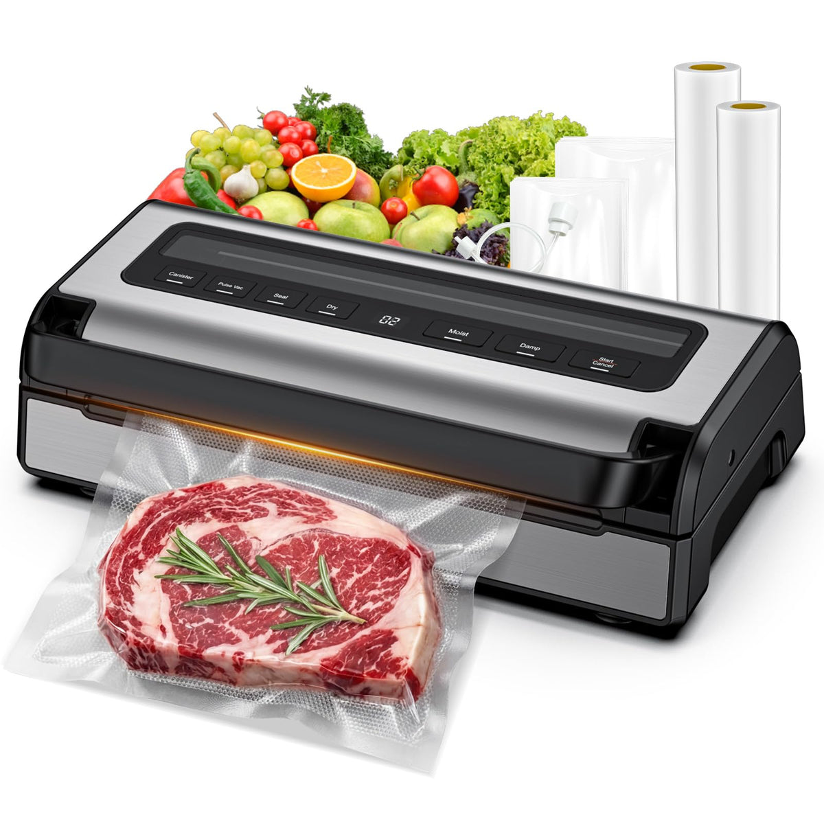 ROUUO automatic vacuum sealer base stabilizes the countertop for smooth, hands-free sealing