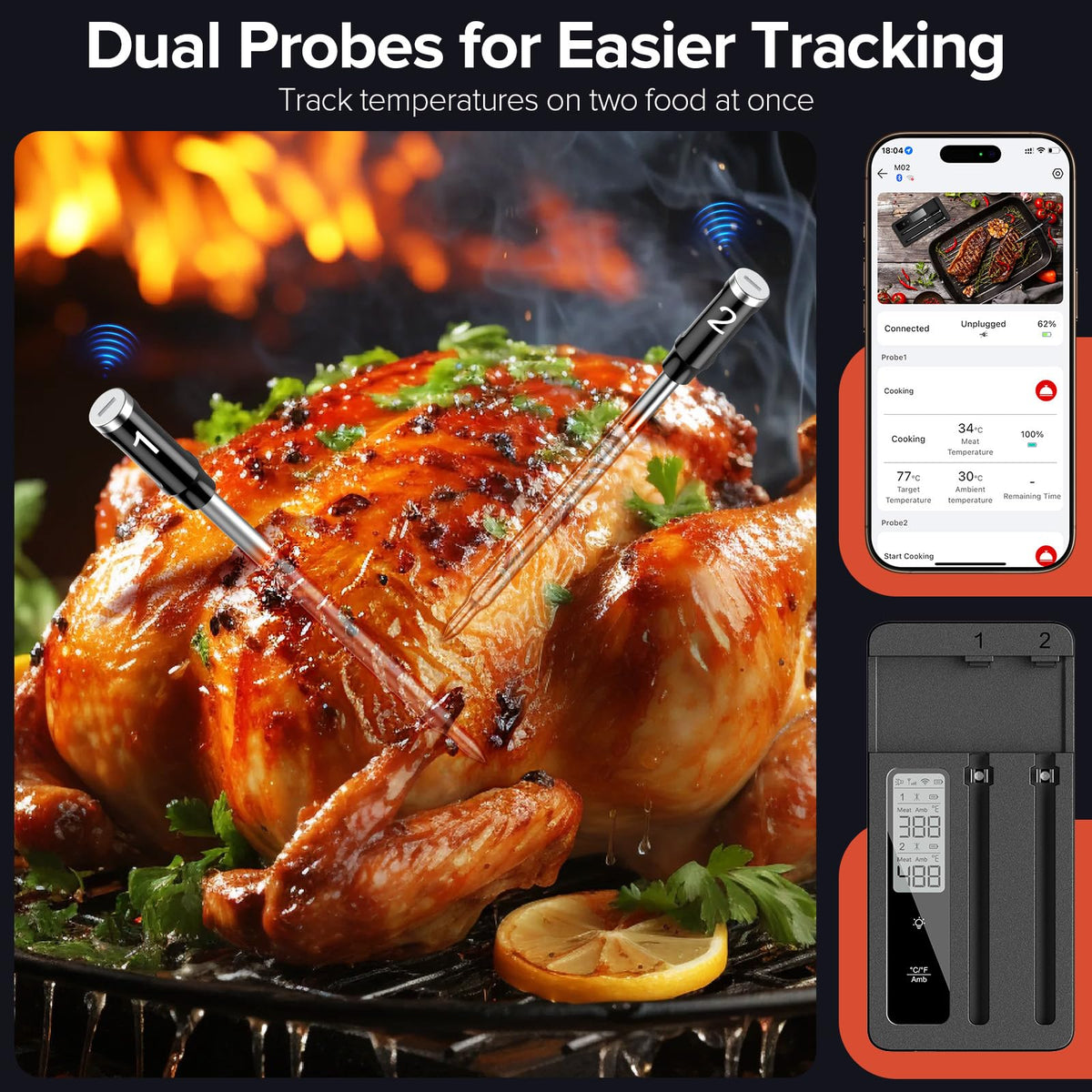 ROUUO Bluetooth range lets you cook while moving around the yard.