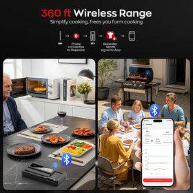 ROUUO IP67 waterproof and dishwasher-safe probes for easy cleanup.