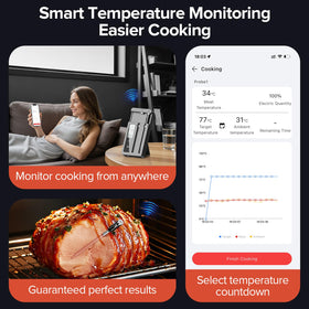 ROUUO thermometer with Bluetooth and WiFi for flexible, remote monitoring.