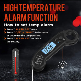 ROUUO thermometer in outdoor grill setup for precise BBQ cooking