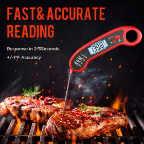 ROUUO meat thermometer waterproof probe for durable kitchen use