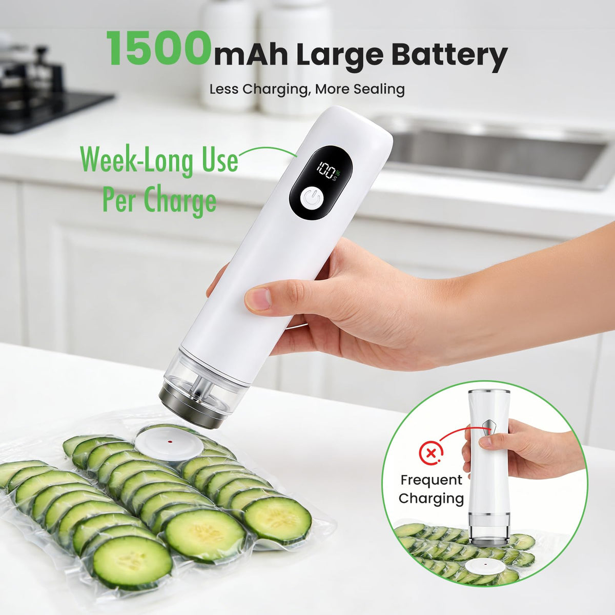 Rouuo vacuum sealer with 60kPa suction powers strong, reliable sealing during outdoor meals.