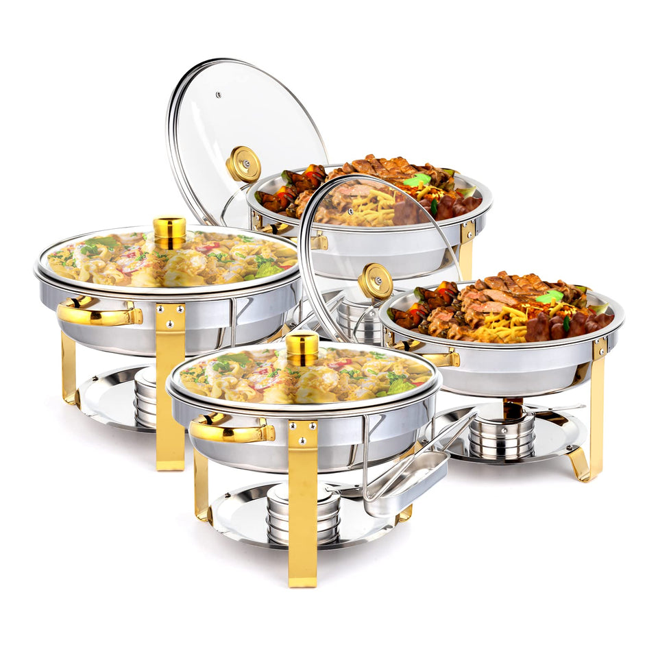 ROVSUN 5QT chafing dish set with gold accents for elegant buffet presentation