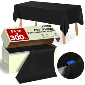 RowinsyDD 54in x 300ft black table cover roll with slide cutter for precise cuts