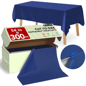 RowinsyDD blue table cover roll with cutting box for quick party setup
