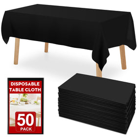 RowinsyDD black disposable tablecloth 54x108 inches on a rectangle table for easy cleanup.